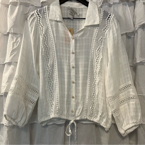 NWT American Rag Long Sleeve Western Bohemian Pheasant Lace Top - Size Small - Picture 1 of 7